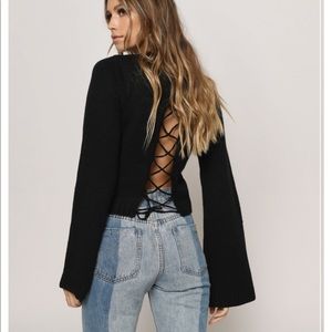 TOBI LACE UP CROP SWEATER